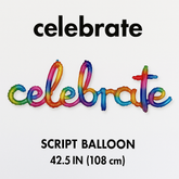 Rainbow Celebrate Script Foil Balloon